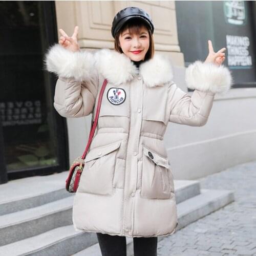 Ins winter Korean version womens wear jacket new style medium length thick overcoat wool collar student cotton padded clothes