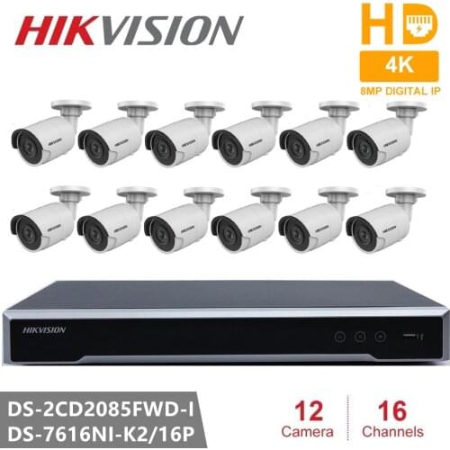 Hikvision Surveillance Kits 8MP Resolution Network POE NVR Kit CCTV Security System 8MP Bullet Outdoor IP Camera IR Night Vision