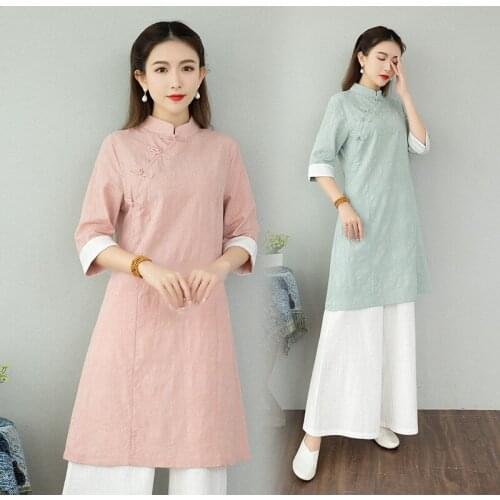 Linen Yoga Tai Chi Kungfu Meditaiton Set Women Loose Chinese Traditional Sweatshirt+pant Jogger Workout Casual Fitness gym Set