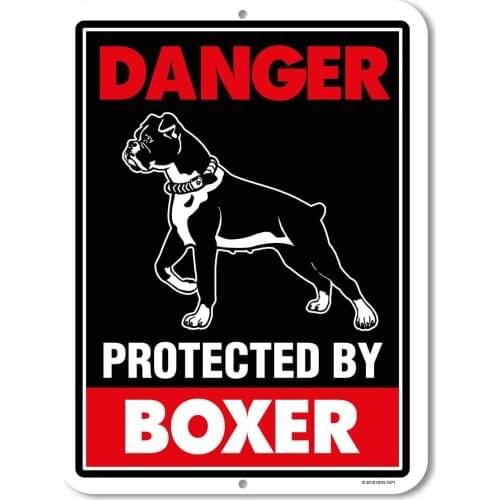 Honey Dew Gifts Beware of Dog Sign Danger Protected by Boxer Beware of Dog Warning Metal Aluminum Sign