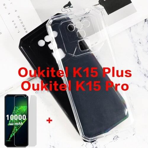 Soft Black TPU Case For Oukitel K15 Plus K15Pro Silicone Case Cover with Tempered Glass For Oukitel K15 Pro K15Plus Cases Vetro