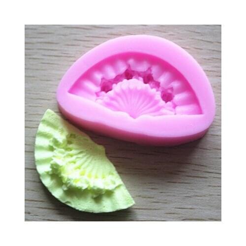 New Silicone 3D Cake Chocolate DIY Soap Folding Fan Molds Plunger Cutter