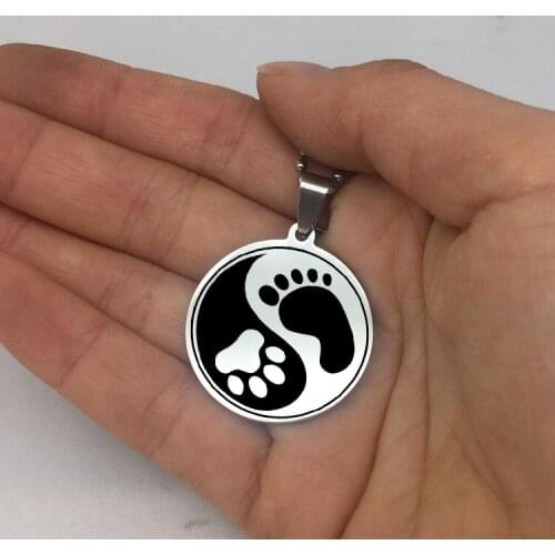 Unique Tai Ji Footprint Pendant Necklace Yin Yang Long Beads Chain Disc Necklaces Jewelry for Men and Women YP6706