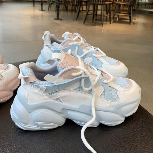 Prova Perfetto 2021 Platform Fashion Sneakers Women Street Lace Up Luxury Casual Shoes Genuine Leather Increase Female Dad Shoes