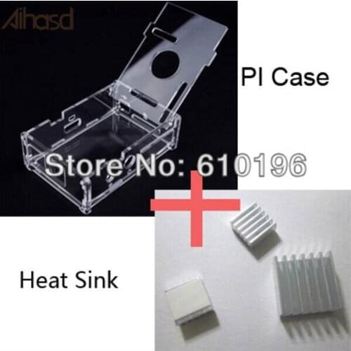 Transparent Pi Box Case Shell For Raspberry Pi + 3 pcs Pure Aluminum Heat Sink Set Kit