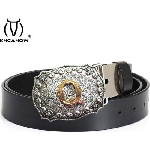 Q Letter Buckle Designer Belts High Quality Luxury Brand Cow Leather Belt Men Black Casual Trouser Strap Cinturones Hombre Cinto