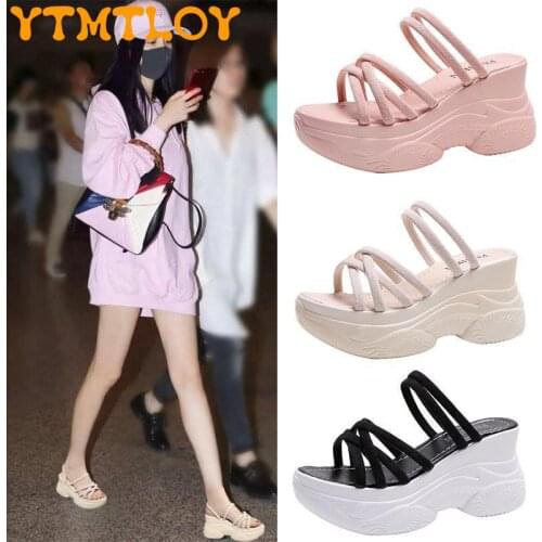 Sandals Female 2021 New Ins Tide Net Red Two Wear Fairy Style Slope With Thick Bottom Summer Casual Wild Super Fire Slippers