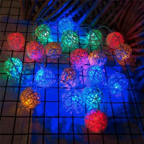 Battery Operated Fairy Lights String Lights Rattan Ball 5M 40 LED for Bedroom Garden Christmas Wedding Party Holiday Decoration