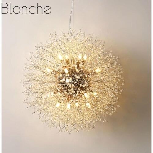Modern Crystal Dandelion Pendant Lights Living Room Dining Room Pendant Lamp for Home Decoration Bedroom Hanging Light Fixtures