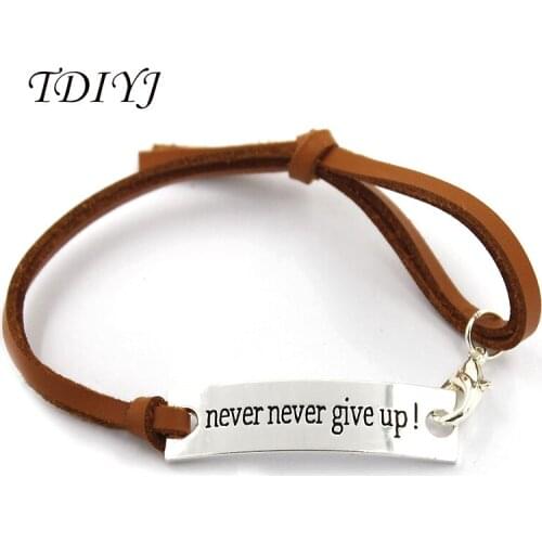 TDIYJ Women Inspirational Expandable Bracelets 22CM Engraved Letter Charms Bracelets Adjustable Leather Pulseras Mujer 20Pcs/lot