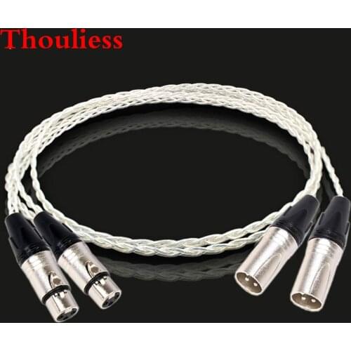 Thouliess Pair 8AG Single Crystal Silver HIFI XLR Male to Female Leads Balanced Audio Cable for Amplifier CD player