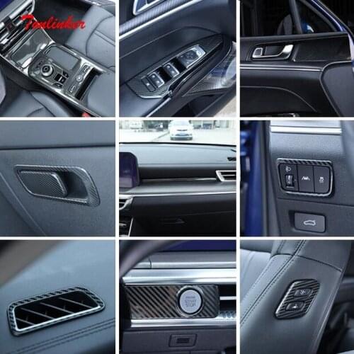 Tonlinker Interior Car Door Handle Panel Cover Sticker For KIA K5 OPTIMA 2020-21 Car Styling 1/4PCS Stainless steel Black Carbon