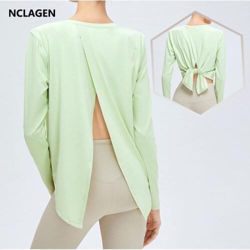 Yoga Sports Top Women New Loose Clothes Long Sleeve Running Autumn And Winter Split Open Back Slim GYM Leisure Fitness Blouse
