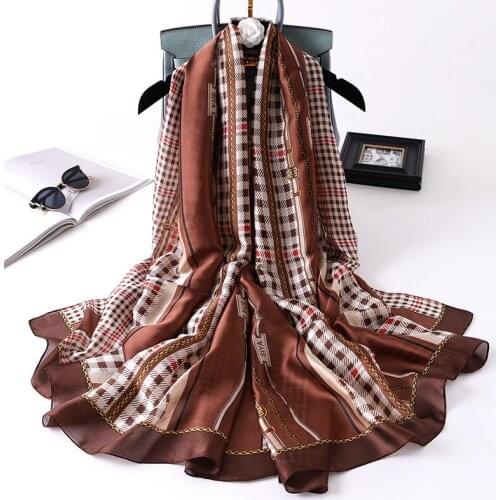 2020 Spring Autumn New Style Silk Scarves Plaid Summer Sun-resistant Gauze Kerchief Shawl Soft Wool Headscarf scarf women