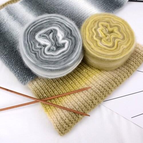 YOMDID Gradient Colorful Mohair Wool Yarn DIY Handcraft Hat Bag Sweater Weaving Yarn Practical Crochet Hand Knitting Threads