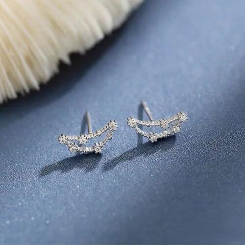 S925 Sterling Silver Twelve Constellations Earring for Women Luxury Inlaid Zircon Constellation Stud Earring Birthday Gift