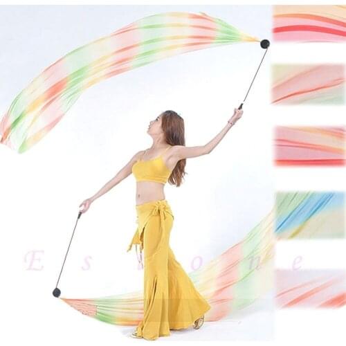 2018 Hot selling Women Sexy Belly Dance Costume Gradient Silk Veil Poi 1 Veil + 1 Poi Chain Dance wear