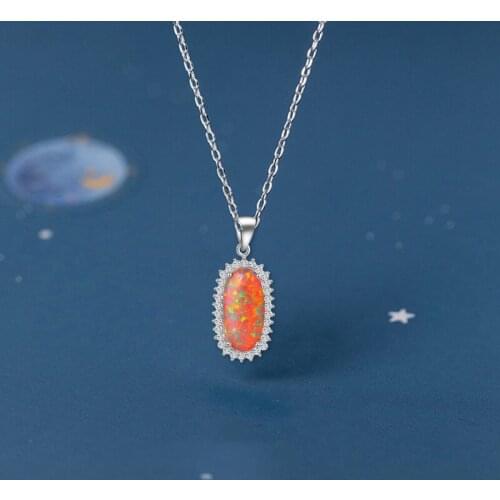 Queen Huge Strip design New Orange Fire Opal Pendants for women sterling Silver Stamped Fashion jewelry OP593
