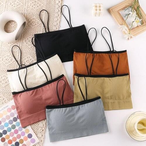 Womens Summer Sexy Tube Top Bra Sling Vest Sleeveless Cotton Bustier Female Casual Camisole Crop Top Sports Underwear Lingerie