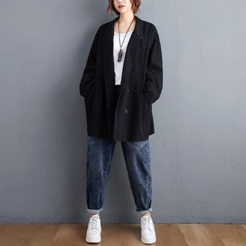 Plus Size Women Coat 2021 New Buttons Autumn Winter Lapel Suit Coats Female Long Sleeve Oversize Thin Cardigan Jacket Coats 5xl