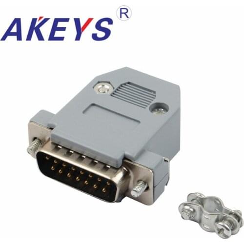 10PCS VGA Interface DB15 Pin Double Row Blue Core Male VGA Adapter Interface Gray Plastic Shell
