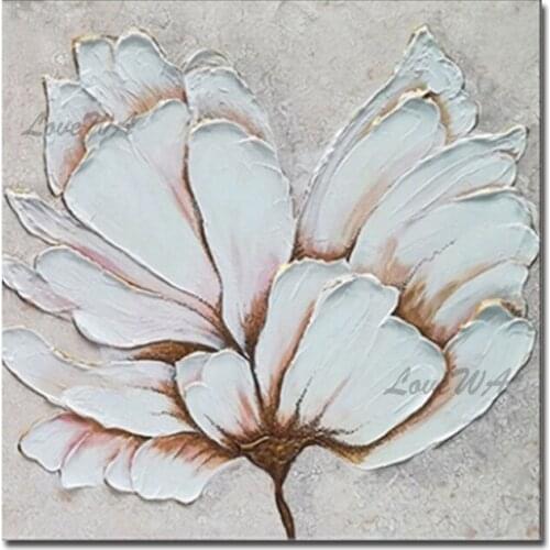 100% Hand-painted Abstract Flower Art Oil Painting Unframed Wall Hangings Canvas Gray Colors Art Craft Floral Paintings Picture