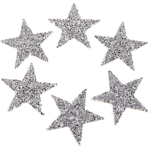 12 PCS Embroidery Sequined Five-Pointed Star Patches for Jeans Jackets Clothing Stitching DIY Artcrafts 1.96 inch