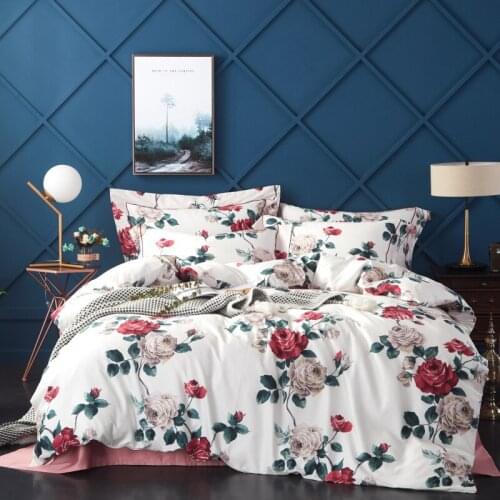 2019 Egyptian Cotton Comforter Bedding Set Bedding Sets Spring Bed Set Duvet Cover Bed Sheet Pillowcases M-Series White Elena