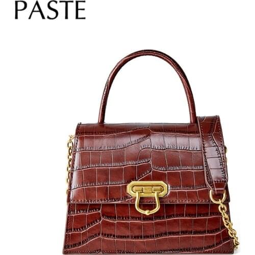 2021 Vintage Flap Bag Embossed Crocodile Pattern Superior Cowhide Leather Women Handbag Small Chain Crossbody Shoulder Bag