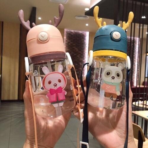 600ml Healthy Child Water Bottle With Straw High Quality Plastic Kid Drinkware Children Water Bottles BPA Free
