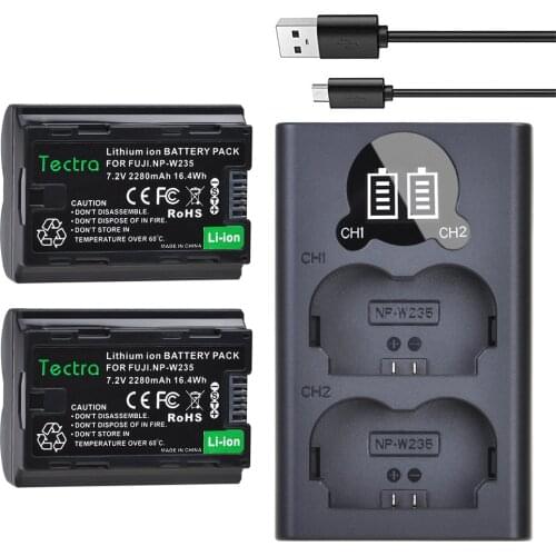 2PCS 2280mAh NP-W235 Batteryfor Fujifilm Fuji X-T4 Camera + LCD USB Dual Charger with Type C Port NPW235 Camera Battery