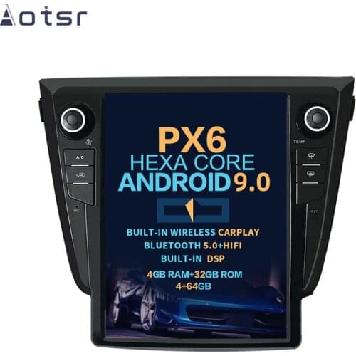 AOTSR Tesla Android 9 Car Radio Coche For Nissan X-trail Qashqai Rouge 2013 - 2019 GPS Navigation DSP CarPlay IPS PX6 Autostereo