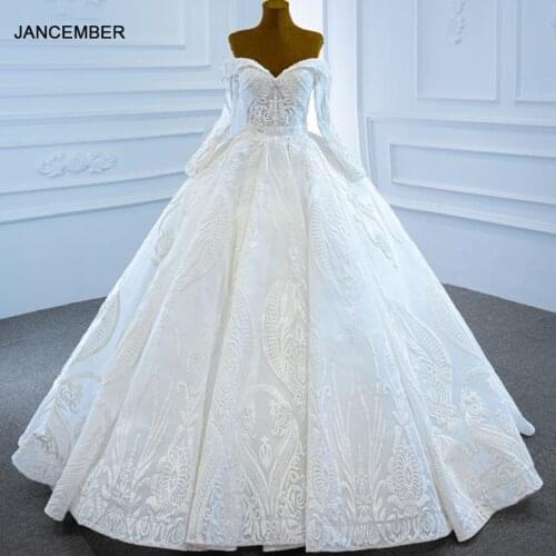 J67206 JANCEMBER White Wedding Dress 2020 Sequined Sweetheart Embroided Appliques Lace Up Back Ball Gown