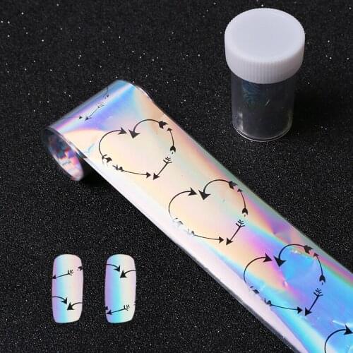 Heart Love Shimmer Nail Foils Hologram Starry Sky Laser Glitter Manicure Nail Art Transfer Sticker 100*4cm