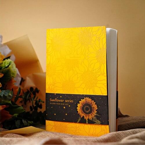 256 Pages Super Thick Leather A5 Journal Notebook Daily Office Work Note Book Sunflower Notepad Personal Diary School Supplies