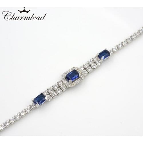 Charmlead 925 Sterling Silver Chain Party Bling Royal Style Bracelet Classical Cubic Stone Shine Fashion Women Gift Jewelry