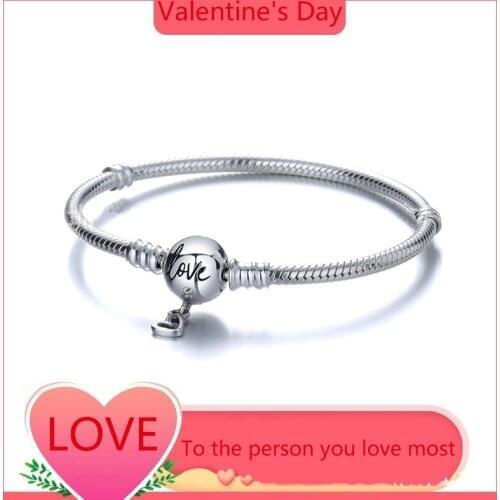 100% 925 Silver New Valentines Day Noble Heart Fashion PAN Bracelet Suitable For Womens Holiday Gifts Diy Charm Jewelry