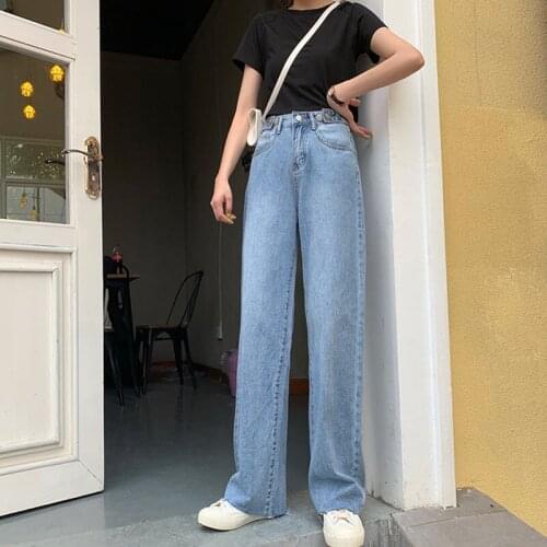 Jeans Women Trendy Korean Style All-match Simple Streetwear High Waist Jean for Girls Soft Loose Womens Trousers Spring Summer