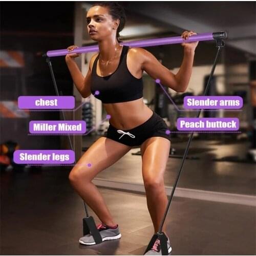 Yoga Crossfit Resistance Bands Exerciser Pull Rope Portable Gym Workout Pilates Bar Stick Elastic Bands For Fitness Equipments