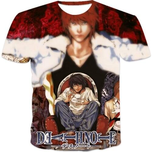 Summer new best-selling oversized loose mens T-shirt short-sleeved death note printed