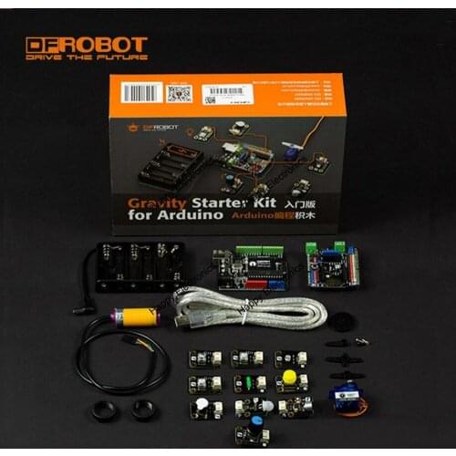 DFRobot Gravity Starter Kit include DFRduino UNO R3 + IO expansion shield + 12 sensors for Arduino beginners and makers