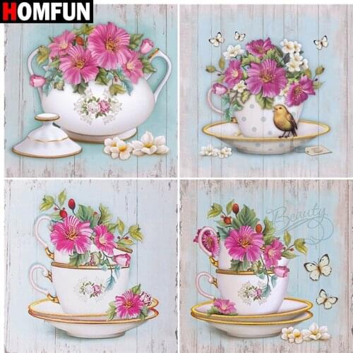 HOMFUN Paint With Diamond Embroidery "Fresh flowers" Diamond Painting Full Square Round Picture Of Rhinestone Decor