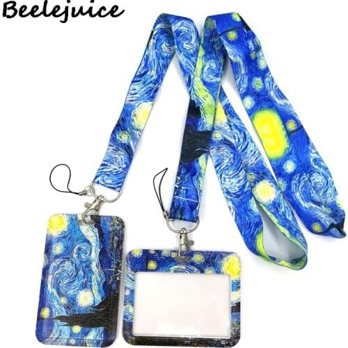 Van gogh Oil Painting Starry Sky Neck Strap Lanyard keys lanyard card ID Holder Jewelry Decorations Key Chain Accessories Gifts