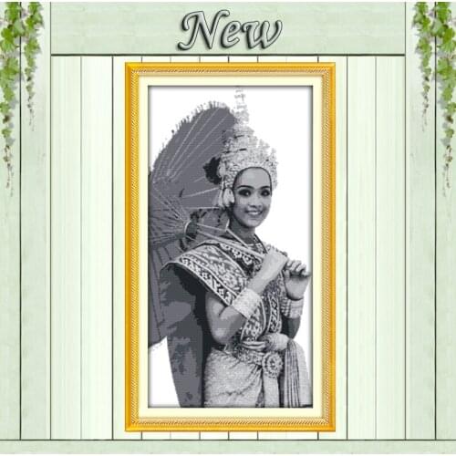 Sweet smile girl Chinese woman crafts painting counted print on canvas DMC 11CT 14CT kits Cross Stitch embroidery needlework Set