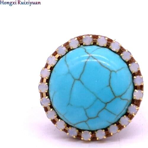 Fashion ring simple style rhinestone T-shaped rings for women natural stone adjustable ring fashion friendship party jewelry