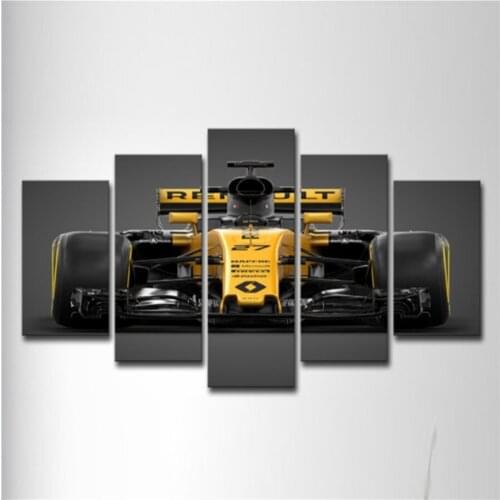 5 Pieces F1 Cycle Racing Painting Modular Canvas HD Prints Wall Art Car Posters Fashion Boys Room Home Decor Pictures Framework
