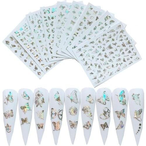 Butterfly Nail Stickers Symphony Color Eye-catching Craft Decoration Holographic Butterfly Nail Art Sticker for Girl