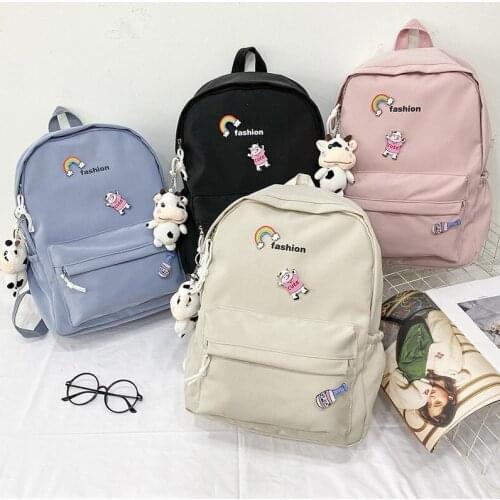 2021 New Fashion Badge Waterproof Backpack Korean High School Student Bookbags Large-capacity Outdoor Travel Backpacks
