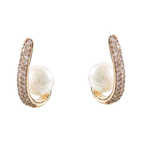 LANFLORA new needle Trendy women pearl earrings copper alloy earrings cheap factory bulk wholesale price earrings