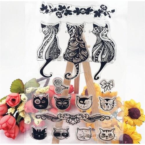 PANFELOU 11*16cm Lovely cat Transparent Silicone Rubber Clear Stamps cartoon for Scrapbooking/DIY Easter wedding album